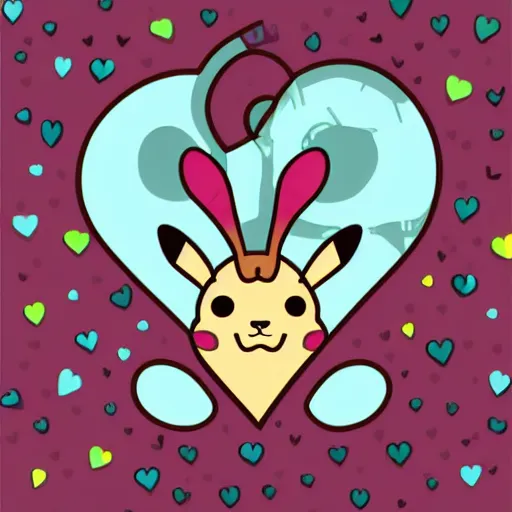 Image similar to portrait of a heart pika, art by ori toor, sticker, colorful, illustration, highly detailed, simple, smooth and clean vector curves, no jagged lines, vector art, smooth