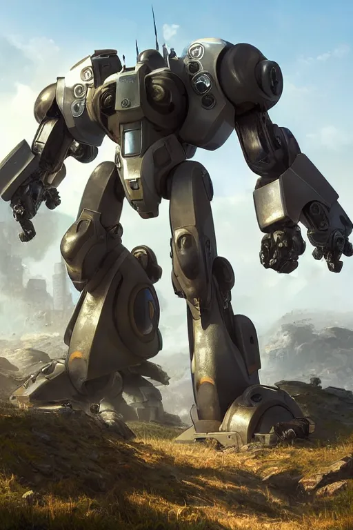 Image similar to mechwarrior 5 : mercenaries mech megaman transformer robot boss tank engine game octane render, 4 k, hd 2 0 2 2 3 d cgi rtx hdr style chrome reflexion glow fanart, global illumination ray tracing hdr fanart arstation by ian pesty by jesper ejsing pixar and disney unreal zbrush central hardmesh