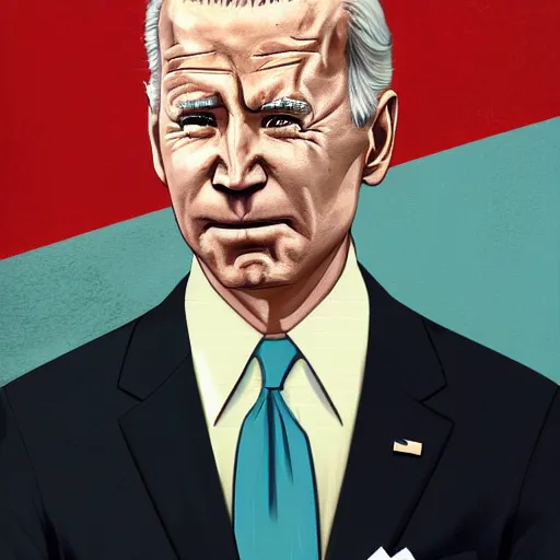 Image similar to a disco elysium portrait of Biden, highly detailed