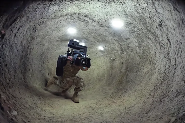 Image similar to gopro footage from inside a deep underground military base