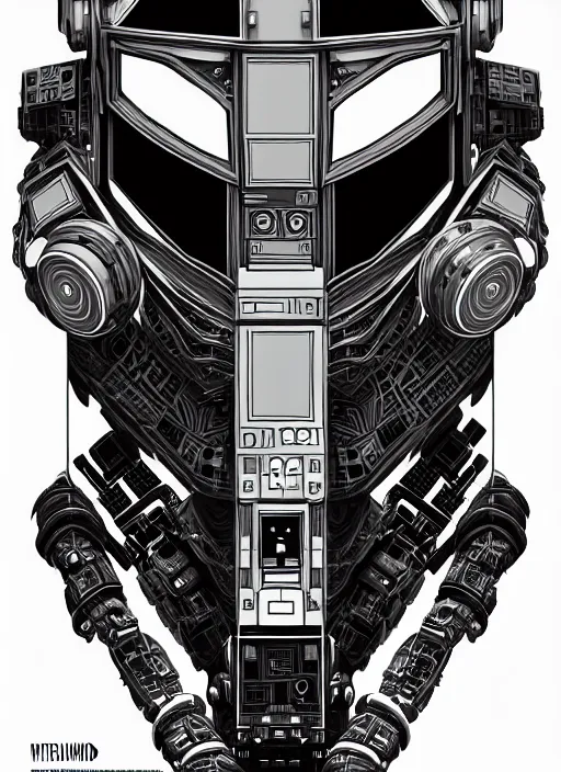 Image similar to symmetry!! portrait of a robot astronaut, moon, horizon zero dawn machine, intricate, elegant, highly detailed, digital painting, artstation, concept art, smooth, sharp focus, lineart, illustration, penned with black ink on white background, isolated, 8 k
