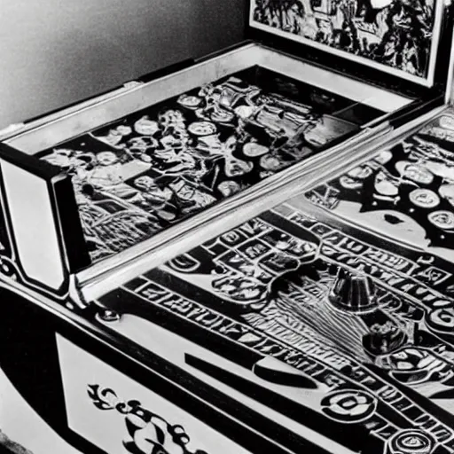 Image similar to photo of a pinball machine designed by MC Escher