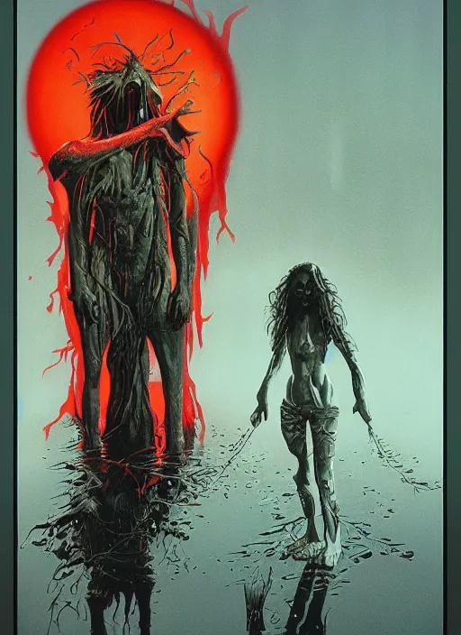 Image similar to horror poster artwork by Michael Whelan, clean