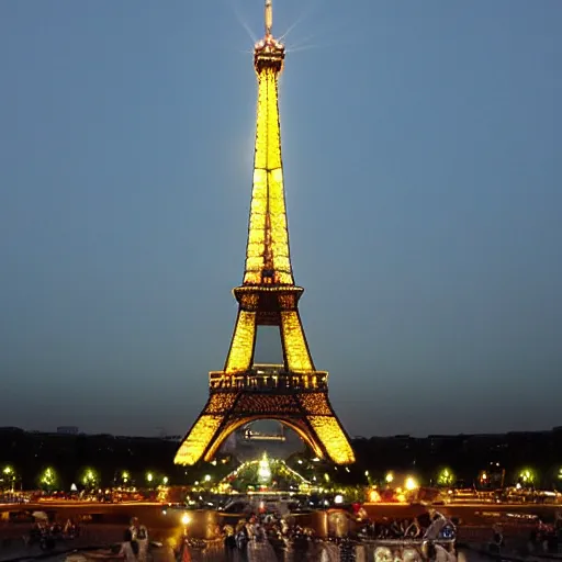 Prompt: Eiffel tower photography, cheese, ((((Night)))) ((((day)))) time