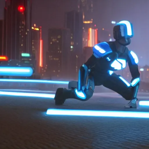 Image similar to film still of harrison ford in tron legacy ( 2 0 1 0 )