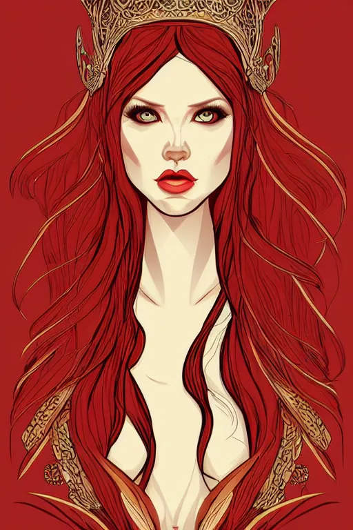 red headed elven queen, art by ori toor, sticker, | Stable Diffusion ...