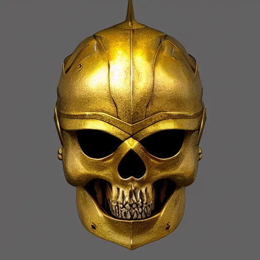 Image similar to 3d sculpt of a baroque gold skull knight helmet, dark fantasy, hyper realistic, unreal, craig mullins, alex boyd, lord of the rings, game of thrones, dark souls, artstation, warhammer, unreal