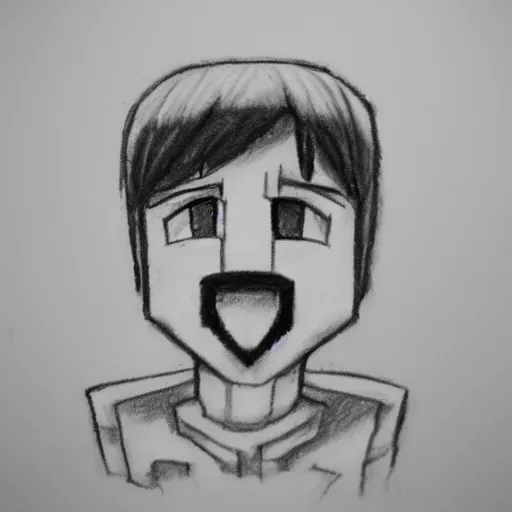 Image similar to realistic pencil drawing of minecraft villager, heh