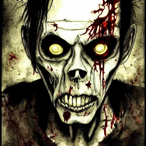 Prompt: zombie from the walking dead drawn by ben templesmith