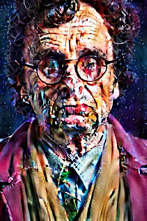 Prompt: portrait of 1 9 8 0 s young sylvester mccoy as the doctor, close up, perfect likeness, quint buchholz, wlop, dan mumford, artgerm, liam brazier, peter mohrbacher, raw, featured on artstation, octane render, cinematic, mystical, cosmic, intricate, 8 k