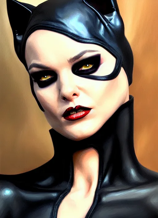 Image similar to a _ fantasy _ style _ portrait _ painting _ catwoman, oil _ painting _ unreal _ 5 _ daz. _ rpg _ portrait _ extremely _ detailed _ paolo eleuteri serpieri