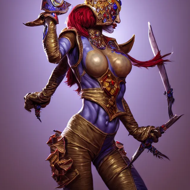 Image similar to beautiful jester warrior, highly detailed, 8 k, hdr, award - winning, trending on artstation, clayton crain