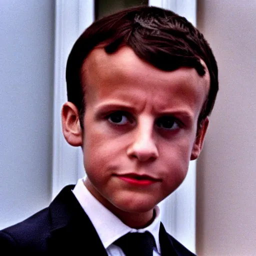 Image similar to child Emmanuel Macron in American Psycho (1999)