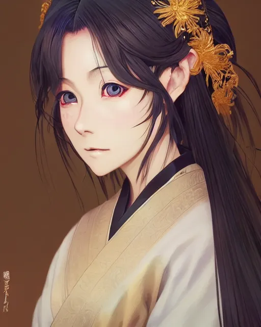 Image similar to An anime portrait of Ssunbiki as a beautiful woman wearing a kimono from Skyrim, by Stanley Artgerm Lau, WLOP, Rossdraws, James Jean, Andrei Riabovitchev, Marc Simonetti, and Sakimichan, highly detailed, ultra detailed, golden hour, trending on artstation, cgstudio