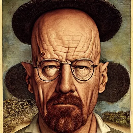 Image similar to giuseppe arcimboldo, walter white, new scifi movie, film still, seeds, legumes