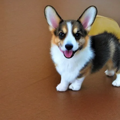 Prompt: Corgi pup with extra long ears