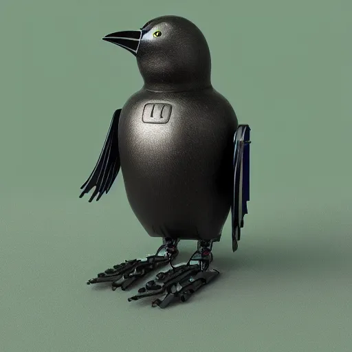 Image similar to a robotic corvid, vray, 55mm