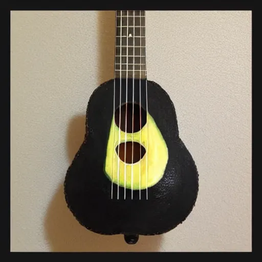 Image similar to avocado ukulele painted by dali