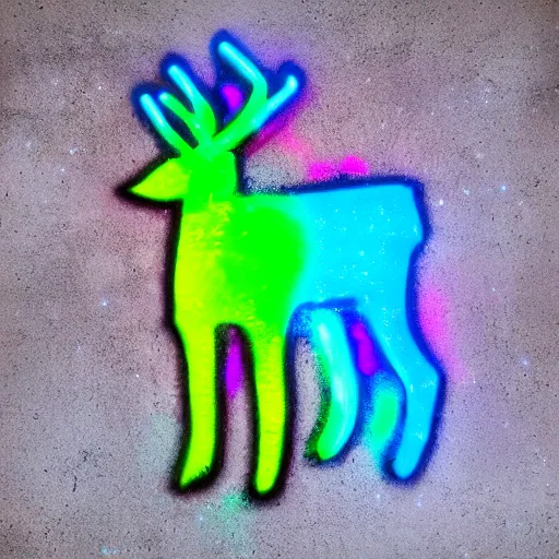 Prompt: Reindeer made out of shadows, neon, rainbow, fursona, furry,