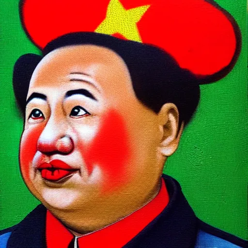 Prompt: communist clown, mao, propaganda art style painting