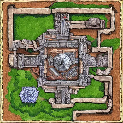 Image similar to map of a dungeon in waterdeep, isometric, detailed, game, dungeons and dragons