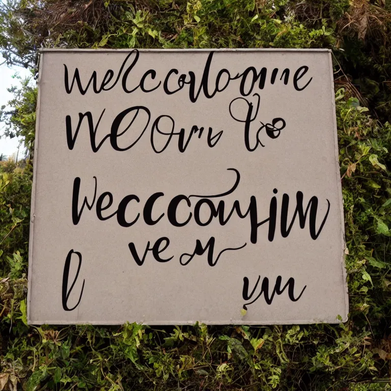 Prompt: A 'Welcome to Heaven' sign