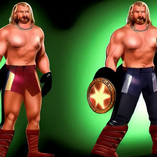 Prompt: Full body picture of Triple H as a Disney character in his in-ring gear, Disney, cartoon, Disney style