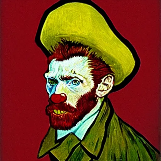 Image similar to communist clown, van gogh style