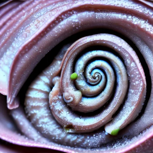 Prompt: snail ice cream macro view