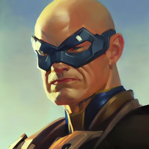 Image similar to Greg Manchess portrait painting of Professor Xavier as Overwatch character, medium shot, asymmetrical, profile picture, Organic Painting, sunny day, Matte Painting, bold shapes, hard edges, street art, trending on artstation, by Huang Guangjian and Gil Elvgren and Sachin Teng