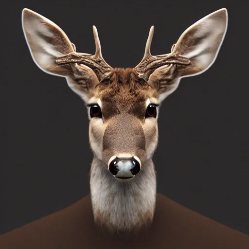 Image similar to a calming image of a deer. deer portrait. low poly. symmetric. stunning. trending on artstation
