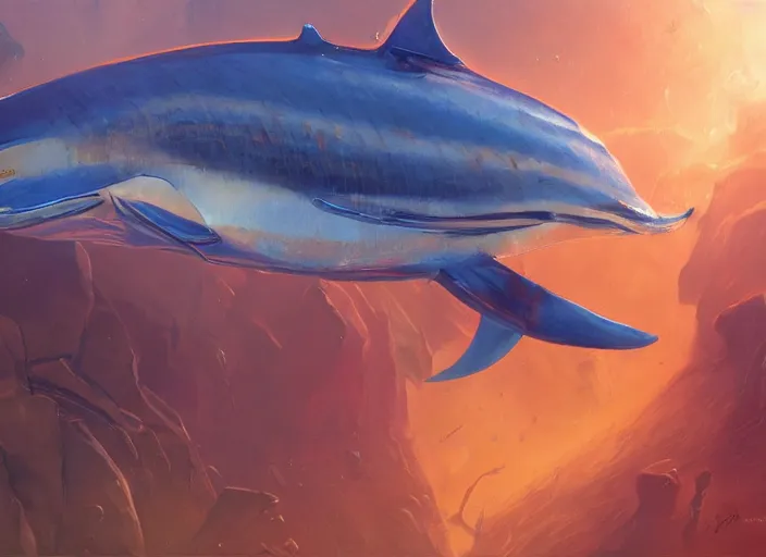 Prompt: cybor dolphin, oil painting by jama jurabaev, extremely detailed, brush hard, artstation, for aaa game, high quality, brush stroke