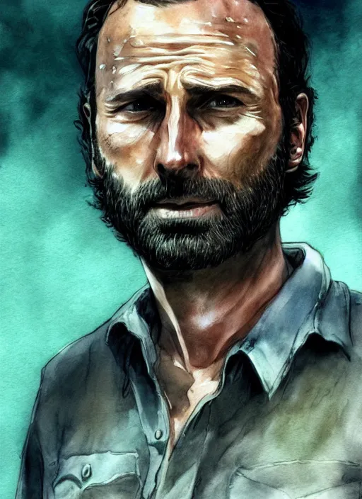 Prompt: portrait, Rick Grimes from The Walking Dead in the South Park universe, watercolor, dramatic lighting, cinematic, establishing shot, extremely high detail, foto realistic, cinematic lighting, digital art, vector, by Yoshitaka Amano, Ruan Jia, Kentaro Miura, Artgerm, post processed, concept art, artstation, matte painting, style by eddie mendoza, raphael lacoste, alex ross