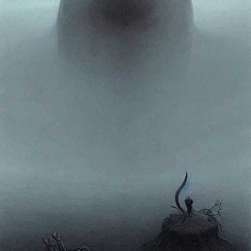 Prompt: zdzisław beksinski dust and wind monster 4 k