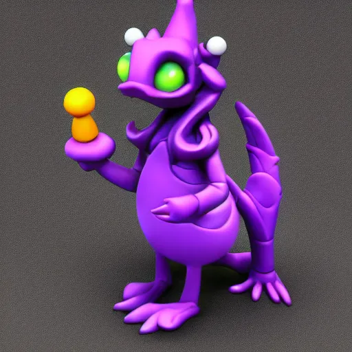 Image similar to ( 2 0 0 4 - 2 0 0 7 ) isometric figment, purple dragon from epcot, sculpted character, 3 d render, in the style of yoworld, vmk myvmk, artstation, white background, zoomed out view by miha rinne