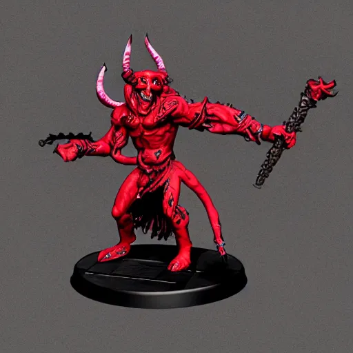 Image similar to helltaker tiefling, rogue, d & d, red skin