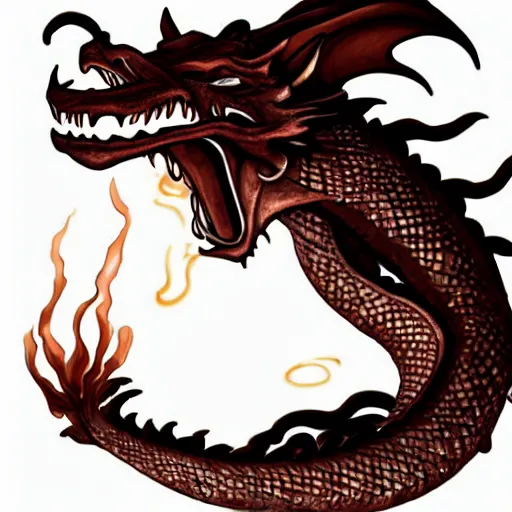 Image similar to asian dragon breathing fire as latte art, award winning, white background, deviantart, beautiful, intricate, highly detailed, digital painting, artstation, concept art, smooth, sharp focus, illustration,