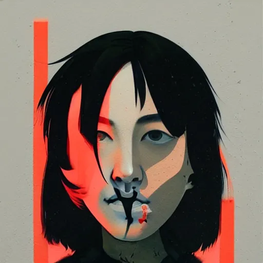 Image similar to Joji profile picture by Fujita, Goro, asymmetrical, dark vibes, Organic Painting , Matte Painting, geometric shapes, easy edges, graffiti, street art:2 by Sachin Teng:4