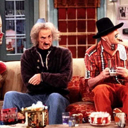 Image similar to freddy krueger and ross in a still from the sitcom friends