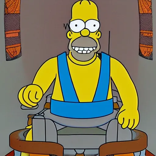 Prompt: mighty homer simpson the baron of house harkonnen floating above his throne detailed