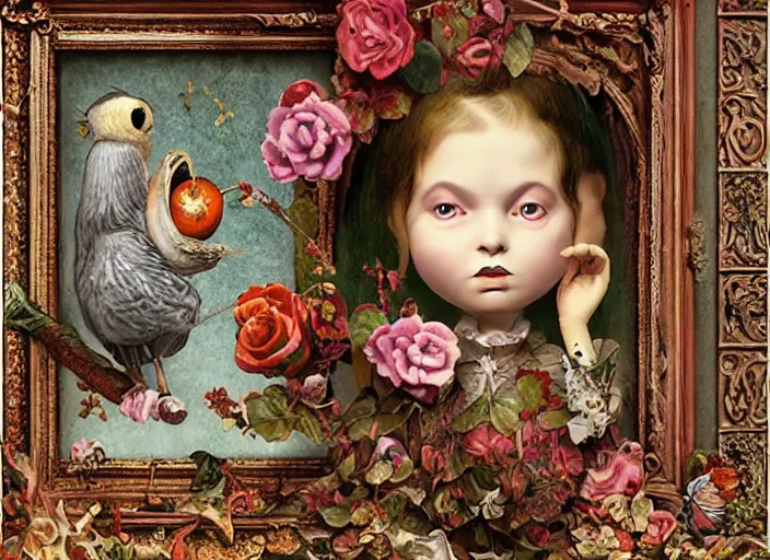 Image similar to folk art, lowbrow, matte painting, 3 - d highly detailed, in the style of mark ryden,
