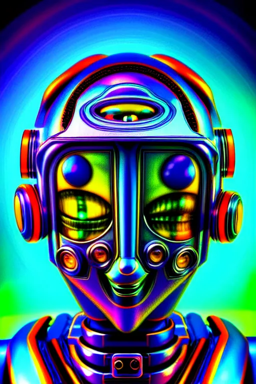 Image similar to maximalist overdetailed futuristic robot head portrait. lowbrow scifi artwork by kidsquidy ø - cult and subjekt zero. ray tracing hdr polished sharp in visionary psychedelic fineart style inspired by beastwreck jimbo phillips and salviadroid