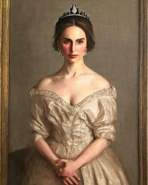 Image similar to a portrait of nathalie portman, playing the queen of england, beautiful painting by le nain