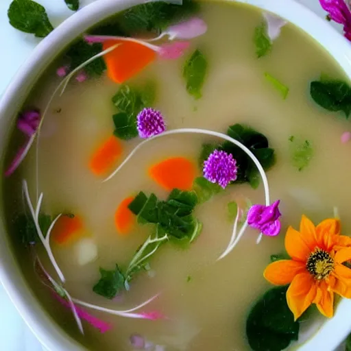 Prompt: a soup of a lot of different colourful flowers