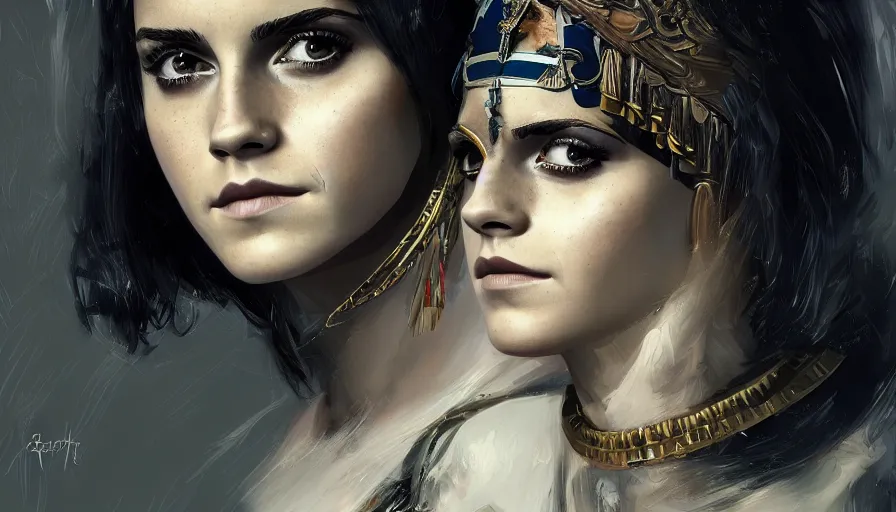 Prompt: Emma Watson is Cleopatra, hyperdetailed, artstation, cgsociety, 8k