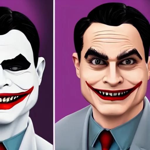 Prompt: uncanny valley portrait of ben shapiro as the joker