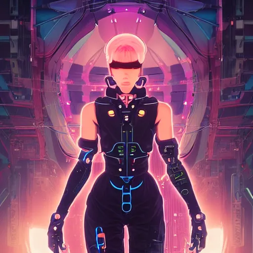 Prompt: portrait futuristic Cyber Ninja Girl, in future cyberpunk tokyo rooftop , ssci-fi, fantasy, intricate, very very beautiful, elegant, neon light, highly detailed, digital painting, artstation, concept art, smooth, sharp focus, illustration, art by alphonse mucha and tian zi and WLOP
