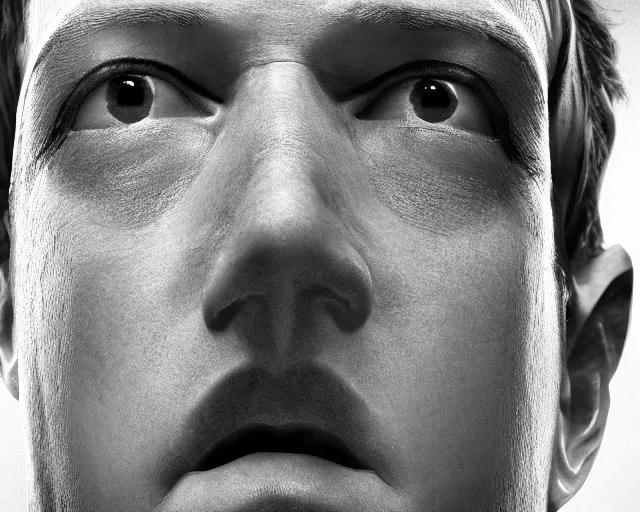 Image similar to extreme close - up of mark zuckerberg face with reptilian eyes and skin, award winning photography, extremely detailed, artstation, 8 k, sinister dramatic lighting