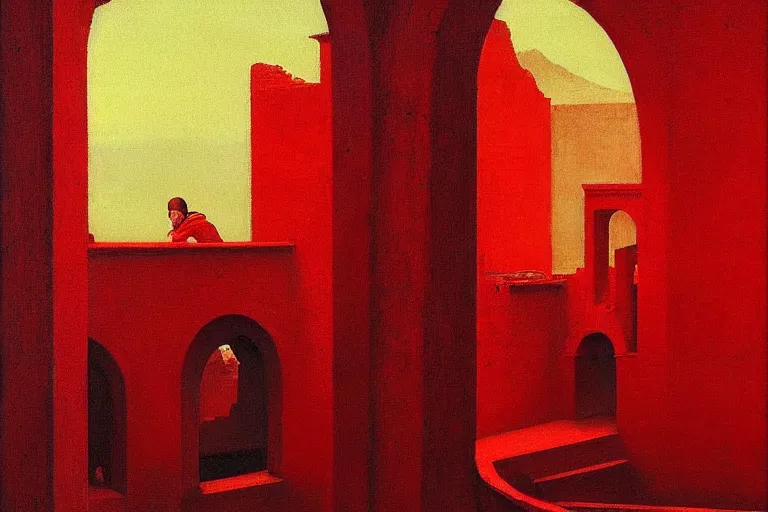 Image similar to only with red, a red great emperor, taormina amphitheatre, expressive crowd hails him, in the style of beksinski, parts by edward hopper, parts by rodcenko, parts by yue minjun, intricate and epic composition, red by caravaggio, insanely quality, highly detailed, masterpiece, red light, artstation, 4 k