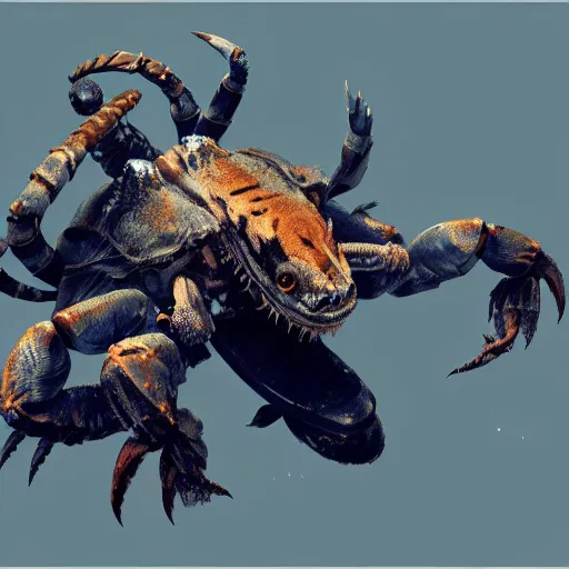 Prompt: tiger - crab creature in the style of craig mullins, ruan jia, kentaro miura, greg rutkowski, loundraw